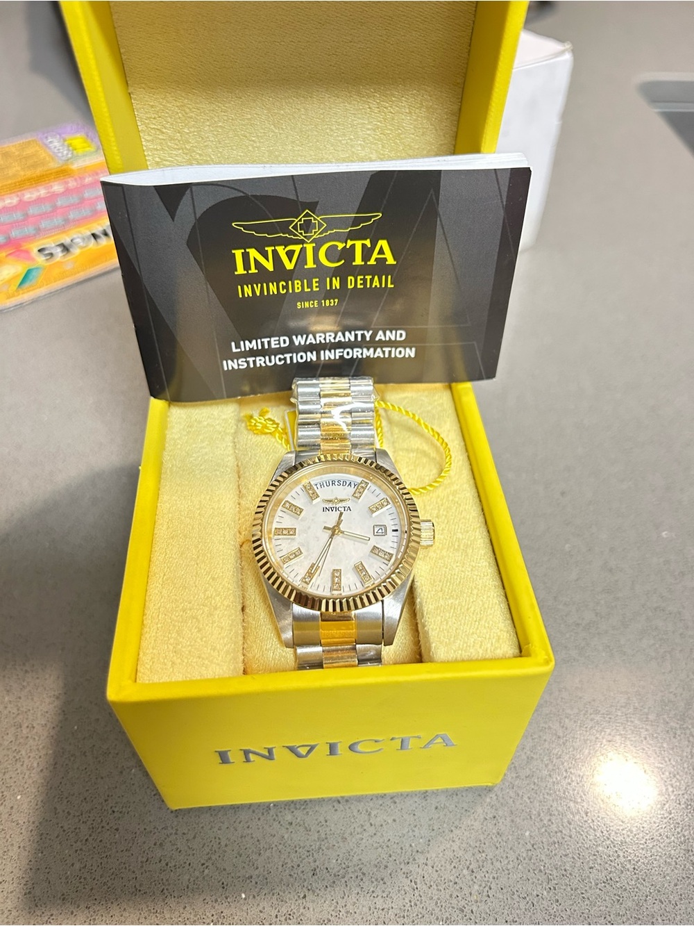 Invicta Two-Tone Gold and Silver Bracelet Watch with Mother-of-Pearl Dial
